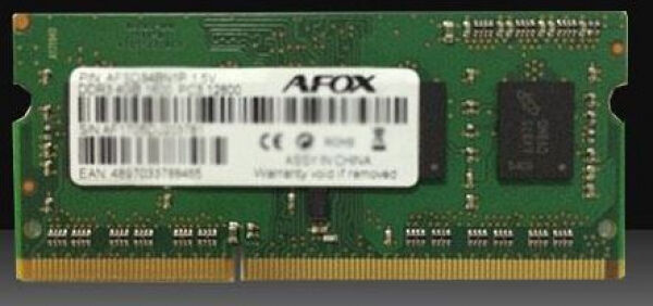 AFOX 8 GB SO-DIMM DDR3 - 1600MHz - (AFSD38BK1L) AFOX Value RAM LV