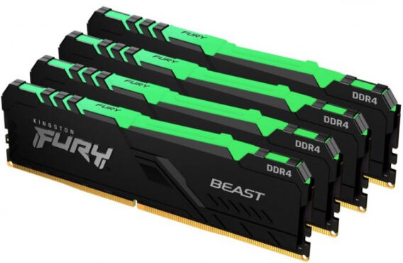 Kingston 128 GB DDR4-RAM - 3200MHz - (KF432C16BBAK4/128) Kingston FURY Beast RGB Kit CL16