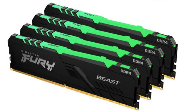 Kingston 32 GB DDR4-RAM - 2666MHz - (KF426C16BBAK4/32) Kingston FURY Beast RGB Kit CL16