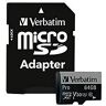 Verbatim PRO - Flash-Speicherkarte (SD-Adapter inbegriffen) - 64 GB - UHS Class 3 / Class10 - 300x/600x - microSDXC UHS-I