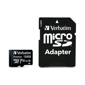 Verbatim microSDXC Speicherkarte, 128 GB, Premium, Class 10, U1, 10MB/s SD Adapter