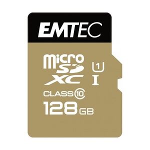 EMTEC Gold+ Flash-Speicherkarte SD-Adapter inbegriffen 128 GB Class 10 microSD Gold