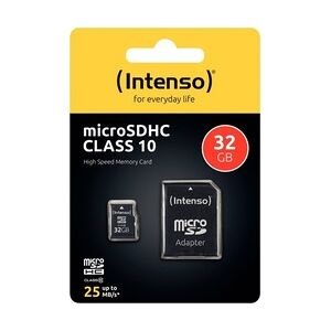Intenso Micro-SDHC Speicherkarte, 32 GB, 10MB/s Class 10, mit SD-Adapter für Digital Cameras, Camcorders, Notebooks