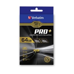 Verbatim PRO+ Flash-Speicherkarte microSDXC-an-SD-Adapter inbegriffen 64 GB UHS Class 3 / Class10 microSDXC UHS-I