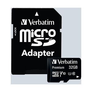 Verbatim microSDHC Speicherkarte, 32 GB, Premium, Class 10, U1, UHS-I 45MB/s, 300x, Adapter