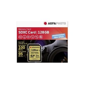 AgfaPhoto SDXC UHS I 128GB Professional High Speed U3 V30 Extended Capacity SD 128 GB