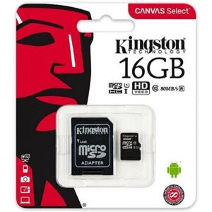 TRADE SHOP TRAESIO Kingston Micro Sd 16 Gb Class 10 Microsd 80 Mb/s Canvas Sd Speicherkarte 16gb