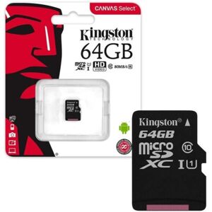 Trade Shop Traesio - kingston micro sd 64 gb class 10 microsd 80 mb/s canvas speicherkarte 64GB