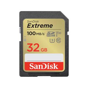 SanDisk Extreme 32 GB SDHC Speicherkarte (2022) bis 100MB/s, Cl10, U3, V30