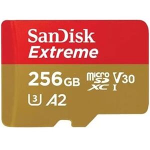 SanDisk Extreme 256 GB microSDXC Speicherkarte Kit (2022) bis 190 MB/s, C10,U3