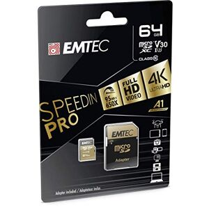 Emtec microSDXC 64GB Class10 Speedin 64GB MicroSDXC Class 10 Speicherkarte Speicherkarten (MicroSDXC, Schwarz, Braun, Class 10)