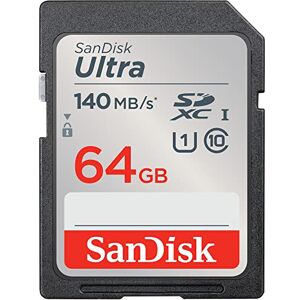 SanDisk Ultra SDXC UHS-I Speicherkarte 64 GB (Für Kompaktkameras der Einstiegs- und Mittelklasse, Full HD-Videos, U1, C10,V10, bis 140 MB/s Lesegeschwindigkeit, 10 Jahre Garantie)