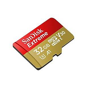 SanDisk Extreme - Flash-Speicherkarte (microSDHC/SD-Adapter inbegriffen) - 32 GB - A1 / Video Class V30 / UHS-I U3 - microSDHC UHS-I