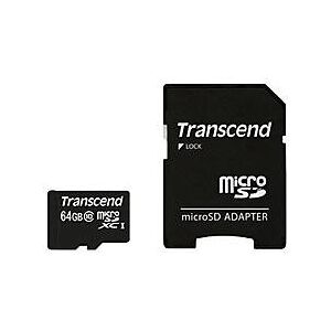 Transcend Premium - Flash-Speicherkarte (microSDHC/SD-Adapter inbegriffen) - 64 GB - UHS Class 1 / Class10 - 300x - microSDXC UHS-I