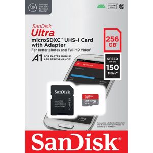 SanDisk microSDXC Card 256GB, Ultra, Class 10, U1, A1 (R) 150MB/s, SD Adapter, Retail-Blister