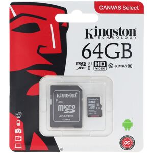 AccuCell KINGSTON 64 GB Micro SD Karte, Kingston Canvas Select Plus microSD Speicherkarte, optimiert für Android-Geräte, mit SD-Adapter