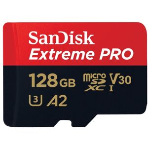 SanDisk Extreme Pro 128GB 200 MB/s micro SDXC UHS-I, U3, V30, A2, C10+ SD Adapter