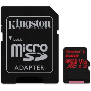 Kingston Canvas React 64GB MicroSDXC Class 10 Hukommelseskort m. SD Adapter