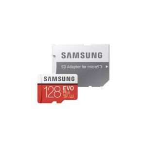 Samsung EVO Plus MB-MC128KA - Flashhukommelseskort (microSDXC til SD adapter inkluderet) - 128 GB - A2 / Video Class V30 / UHS-I U3 / Class10 - microSDXC UHS-I - hvid
