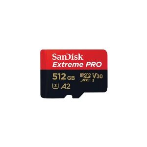 SanDisk Extreme Pro - Flashhukommelseskort (microSDXC til SD adapter inkluderet) - 512 GB - A2 / Video Class V30 / UHS-I U3 / Class10 - microSDXC UHS-I