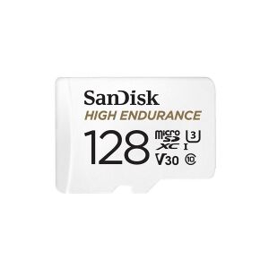 SanDisk High Endurance - Flashhukommelseskort (microSDXC til SD adapter inkluderet) - 128 GB - Video Class V30 / UHS-I U3 / Class10 - microSDXC UHS-I