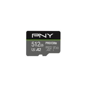 PNY Technologies PNY PRO Elite microSDXC 512GB, 512 GB, MicroSDXC, Klasse 10, 100 MB/s, 90 MB/s, Klasse 3 (U3)