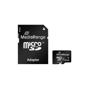 MediaRange MR945 - Flashhukommelseskort (microSDXC til SD adapter inkluderet) - 128 GB - UHS-I / Class10 - microSDXC - sort