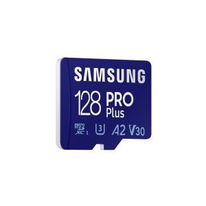 Samsung PRO Plus MB-MD128KB - Flashhukommelseskort (microSDXC til SD adapter inkluderet) - 128 GB - A2 / Video Class V30 / UHS-I U3 / Class10 - microSDXC UHS-I - blå