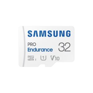 Samsung PRO Endurance MB-MJ32KA - Flashhukommelseskort (microSDHC til SD adapter inkluderet) - 32 GB - Video Class V10 / UHS-I U1 / Class10 - microSDHC UHS-I - hvid