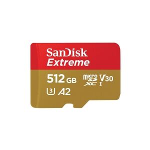SanDisk Extreme - Flashhukommelseskort (microSDXC til SD adapter inkluderet) - 512 GB - A2 / Video Class V30 / UHS-I U3 / Class10 - microSDXC UHS-I