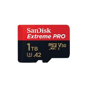 SanDisk Extreme Pro - Flashhukommelseskort (microSDXC til SD adapter inkluderet) - 1 TB - A2 / Video Class V30 / UHS-I U3 / Class10 - microSDXC UHS-I