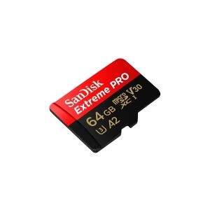 SanDisk Extreme Pro - Flashhukommelseskort (microSDXC til SD adapter inkluderet) - 64 GB - A2 / Video Class V30 / UHS-I U3 / Class10 - microSDXC UHS-I