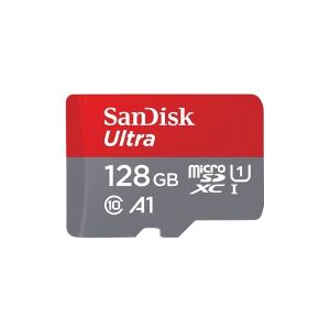 SanDisk Ultra - Flashhukommelseskort (microSDXC til SD adapter inkluderet) - 128 GB - A1 / UHS Class 1 / Class10 - microSDXC UHS-I