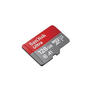 SanDisk Ultra - Flashhukommelseskort (microSDXC til SD adapter inkluderet) - 128 GB - A1 / UHS-I U1 / Class10 - microSDXC UHS-I
