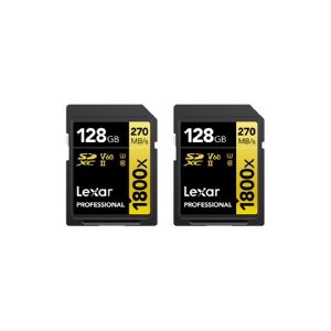 Lexar Media Lexar Professional GOLD Series - Flashhukommelseskort - 128 GB - Video Class V60 / UHS-II U3 / Class10 - 1800x - SDXC UHS-II (pakke med 2)