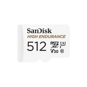 SanDisk High Endurance - Flashhukommelseskort (microSDXC til SD adapter inkluderet) - 512 GB - Video Class V30 / UHS-I U3 / Class10 - microSDXC UHS-I