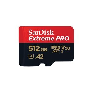 SanDisk Extreme Pro - Flashhukommelseskort (microSDXC til SD adapter inkluderet) - 512 GB - A2 / Video Class V30 / UHS-I U3 / Class10 - microSDXC UHS-I