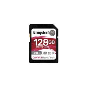 Kingston Technology Kingston Canvas React Plus - Flashhukommelseskort - 128 GB - Video Class V60 / UHS-II U3 / Class10 - SDXC UHS-II
