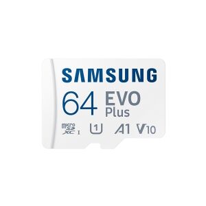 Samsung EVO Plus MB-MC64S - Flashhukommelseskort (microSDXC til SD adapter inkluderet) - 64 GB - A1 / Video Class V10 / UHS-I U1 / Class10 - microSDX