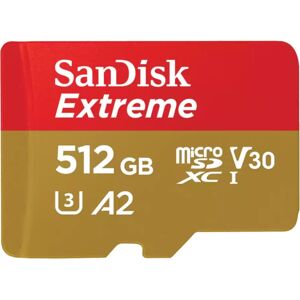 SanDisk Extreme 512 GB MicroSDHC UHS-I Klasse 10, Hukommelseskort