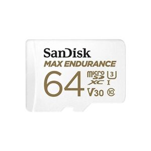 Sandisk MAX ENDURANCE Carte microSDHC 64Go Adaptateur SD pour le monitoring vidéo domestique ou sur dashcam 30 000 heures d'enregistrement - Publicité