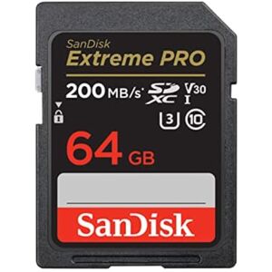 SanDisk 64 Go Extreme PRO carte SDXC + RescuePRO Deluxe, jusqu'à 200 Mo/s, UHS-I, Classe 10, U3, V30 - Publicité