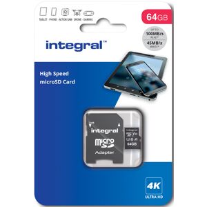 INTEGRAL Micro SD 64GB Classe 10 UHS-I V30 A1 R100 MB/s - Publicité