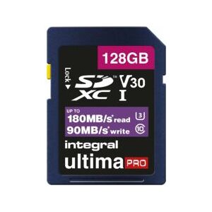 INTEGRAL Carte SD 128GB Classe 10 UHS-I V30 A2 R180/W90 MB/s