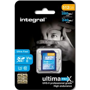 INTEGRAL Carte SD 512GB Classe 10 UHS-II V 90 R280/W240 MB/s