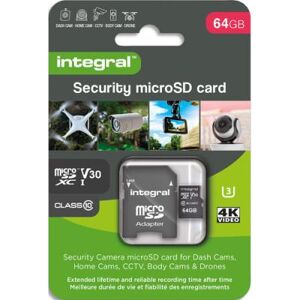 Carte micro SD Integral Security 64Go 4K V30 UHS-1 U3 A1 CLASS 10