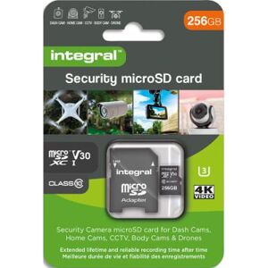 Carte micro SD Integral Security 256Go 4K V30 UHS-1 U3 A1 CLASS 10