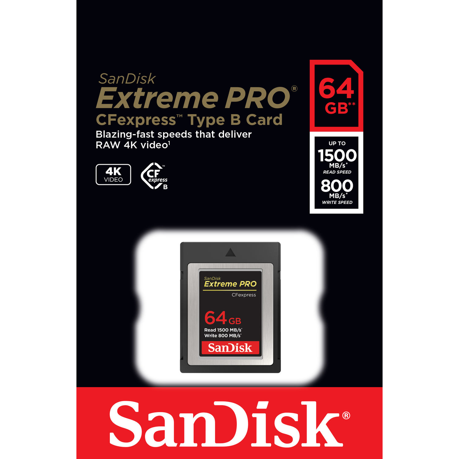 SanDisk Carte CFexpress Extreme Pro 64GB 1500/800Mb/s