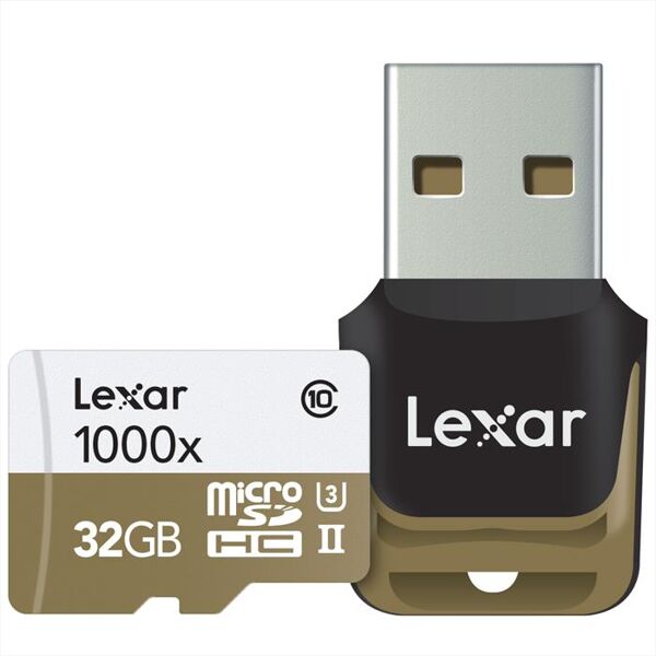 lexar microsdhc 1000x w/re 32gb-white/gold