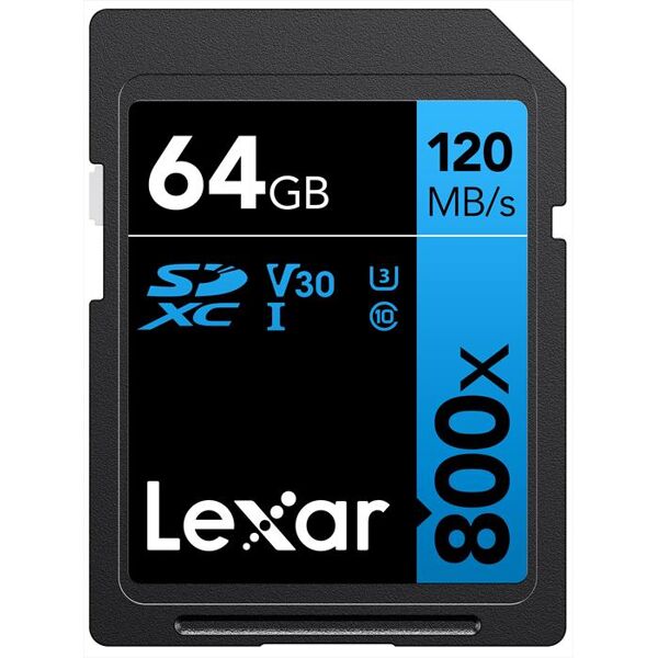 lexar 64gb sdxc professional 800x-black/blue